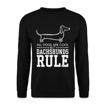 Alle Hunde Sind Cool Aber Dackel Regieren - Unisex Pullover - Schwarz - Vorne - Alina (178cm) & Michal (187cm)
