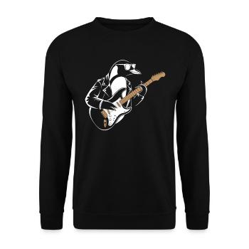 Cool Penguin with Guitar Design for - Unisex Sweatshirt - black - Front - Alina (178cm) & Michal (187cm)