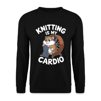 Stricken Ist Mein Cardio Lustiger Hamster - Unisex Pullover - Schwarz - Vorne - Alina (178cm) & Michal (187cm)