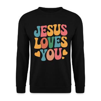 Jésus t’aime en disant chrétien - Sweat-shirt Unisexe - noir - Devant - Alina (178cm) & Michal (187cm)