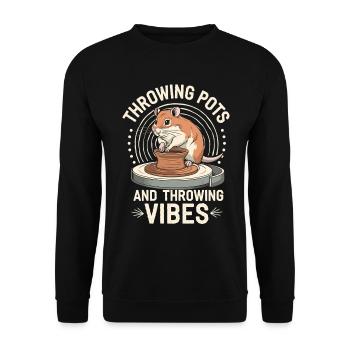 Pottery and good mood with Gerbil - Unisex Sweatshirt - black - Front - Alina (178cm) & Michal (187cm)