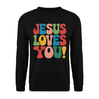 Jesus loves you Christian saying - Unisex Sweatshirt - black - Front - Alina (178cm) & Michal (187cm)