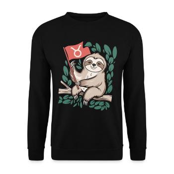 Cozy bull sloth with zodiac symbol - Unisex Sweatshirt - black - Front - Alina (178cm) & Michal (187cm)