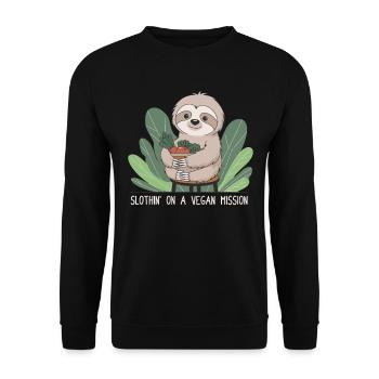 Paresseux en mission végétalienne avec bol de légumes - Sweat-shirt Unisexe - noir - Devant - Alina (178cm) & Michal (187cm)