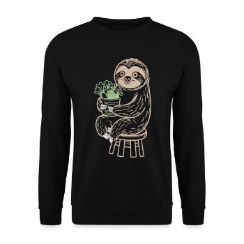 Cozy Sloth Vegan Vegetarian Delight - Unisex Sweatshirt - black - Front - Alina (178cm) & Michal (187cm)