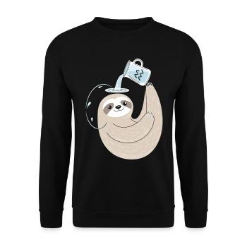 Wassermann Faultier: Dein Entspannter Sternzeichen - Unisex Pullover - Schwarz - Vorne - Alina (178cm) & Michal (187cm)
