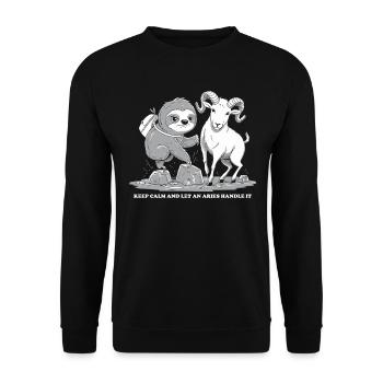 Restez calme et laissez un bélier du zodiaque Bélier - Sweat-shirt Unisexe - noir - Devant - Alina (178cm) & Michal (187cm)
