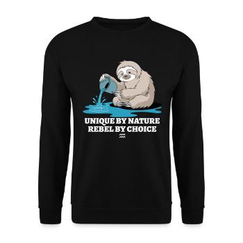 Wassermann-Zodiak Faultier Einzigartig Naturgemäß - Unisex Pullover - Schwarz - Vorne - Alina (178cm) & Michal (187cm)