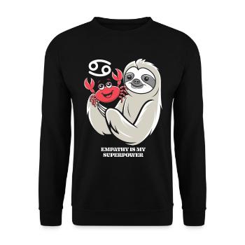 Krebs Sternzeichen Faultier Empathie ist Meine - Unisex Pullover - Schwarz - Vorne - Alina (178cm) & Michal (187cm)