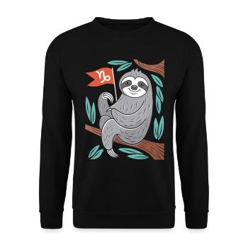 Capricorn Faultier: Dein Sternzeichen mit Charme - Unisex Pullover - Schwarz - Vorne - Alina (178cm) & Michal (187cm)