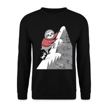 Capricorn zodiac sloth climbs the mountain - Unisex Sweatshirt - black - Front - Alina (178cm) & Michal (187cm)