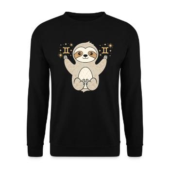 Gemini Sternzeichen Faultier Magisch und - Unisex Pullover - Schwarz - Vorne - Alina (178cm) & Michal (187cm)