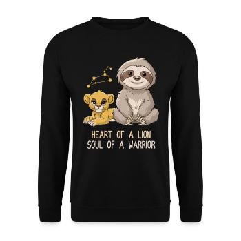 Signe du zodiaque Lion paresseux Cœur d’une âme Lion - Sweat-shirt Unisexe - noir - Devant - Alina (178cm) & Michal (187cm)