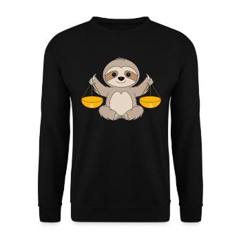 Libra Zodiac Sign Sloth Harmony - Unisex Sweatshirt - black - Front - Alina (178cm) & Michal (187cm)