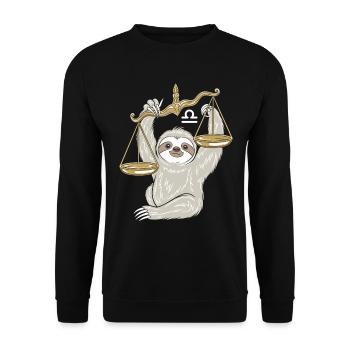 Libra Faultier Waage Sternzeichen - Unisex Pullover - Schwarz - Vorne - Alina (178cm) & Michal (187cm)