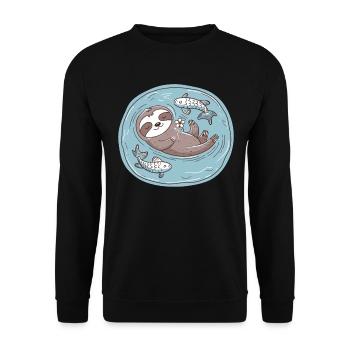 Pisces zodiac sign sloth with flowers and - Unisex Sweatshirt - black - Front - Alina (178cm) & Michal (187cm)