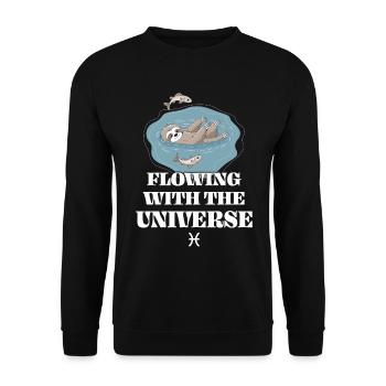 Signe du zodiaque Poissons paresseux courant avec le - Sweat-shirt Unisexe - noir - Devant - Alina (178cm) & Michal (187cm)