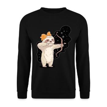Sagittarius Zodiac Sloth with Bow and Arrow - Unisex Sweatshirt - black - Front - Alina (178cm) & Michal (187cm)