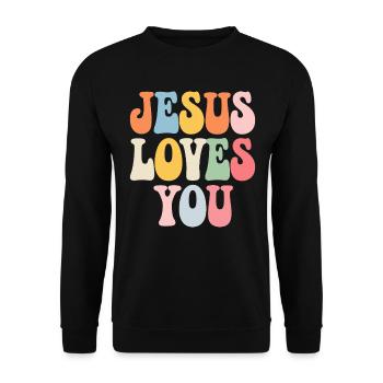 Jesus loves you Christian saying - Unisex Sweatshirt - black - Front - Alina (178cm) & Michal (187cm)