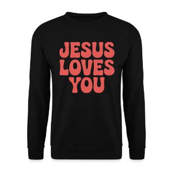 Jesus loves you Christian saying - Unisex Sweatshirt - black - Front - Alina (178cm) & Michal (187cm)