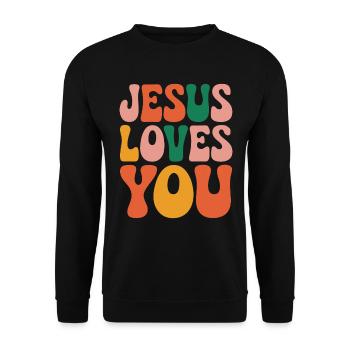Jésus t’aime en disant chrétien - Sweat-shirt Unisexe - noir - Devant - Alina (178cm) & Michal (187cm)
