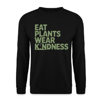Eat plants Lazy Friendliness Vegan Vegetarian - Unisex Sweatshirt - black - Front - Alina (178cm) & Michal (187cm)