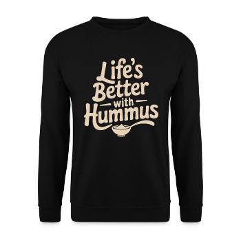 La vie est meilleure avec le houmous végétalien végétarien - Sweat-shirt Unisexe - noir - Devant - Alina (178cm) & Michal (187cm)