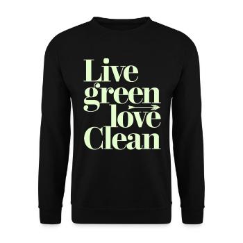 Live Green Love Clean Vegan Végétarien - Sweat-shirt Unisexe - noir - Devant - Alina (178cm) & Michal (187cm)