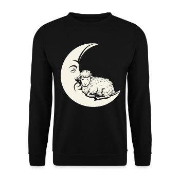 Träumender Mond Mit Schaf - Fantasievolle Flucht - Unisex Pullover - Schwarz - Vorne - Alina (178cm) & Michal (187cm)