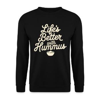 Vegan vegetarians: Live better with hummus - Unisex Sweatshirt - black - Front - Alina (178cm) & Michal (187cm)