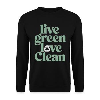 Live Green Love Clean Vegan Vegetarian - Unisex Sweatshirt - black - Front - Alina (178cm) & Michal (187cm)