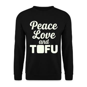 Vegan Vegetarian: Peace, Love and Tofu - Unisex Sweatshirt - black - Front - Alina (178cm) & Michal (187cm)