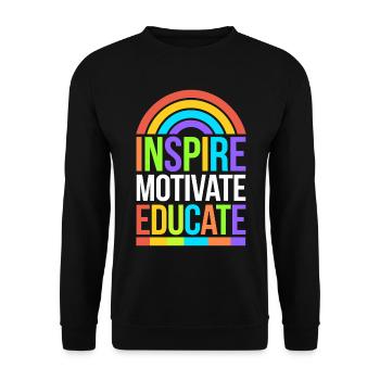 Teachers Inspire Motivate Educate Rainbow - Unisex Sweatshirt - black - Front - Alina (178cm) & Michal (187cm)