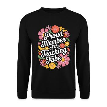 Stolzes Mitglied des Lehrer-Stammes - Unisex Pullover - Schwarz - Vorne - Alina (178cm) & Michal (187cm)