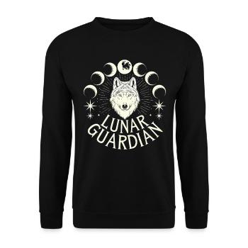 Lunar Guardian Wolf Mondphasen - Unisex Pullover - Schwarz - Vorne - Alina (178cm) & Michal (187cm)