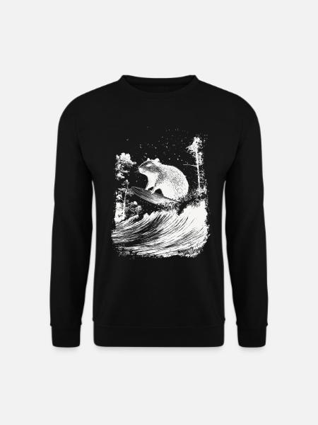 Capybara Carpincho Tier Japanische Surfwelle - Unisex Pullover - Schwarz