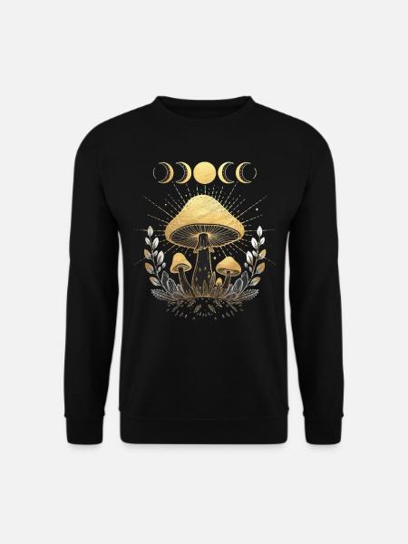 Champignon Champignons Fleur Floral Pleine Lune Demi-Lune - Sweat-shirt Unisexe - noir