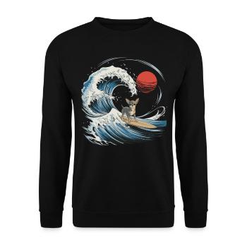 Chihuahua Dog Animal Japanese Surfing Beach Wave - Unisex Sweatshirt - black - Front - Alina (178cm) & Michal (187cm)