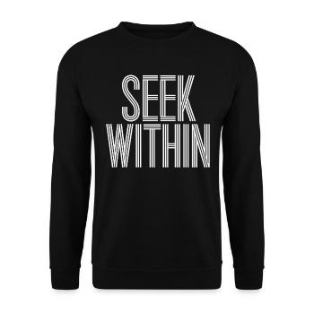 Inspiriere Deine Spiritualität Mit 'Seek Within' - Unisex Pullover - Schwarz - Vorne - Alina (178cm) & Michal (187cm)