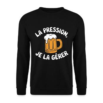 La Pression Je la Gère Humour Fan Amateurs Bière - Sweat-shirt Unisexe - noir - Devant - Alina (178cm) & Michal (187cm)