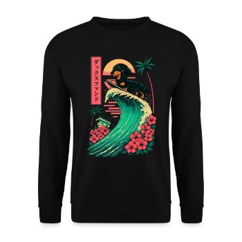 Dachshund Sausage Dog Wiener Japanese Surfing - Unisex Sweatshirt - black - Front - Alina (178cm) & Michal (187cm)