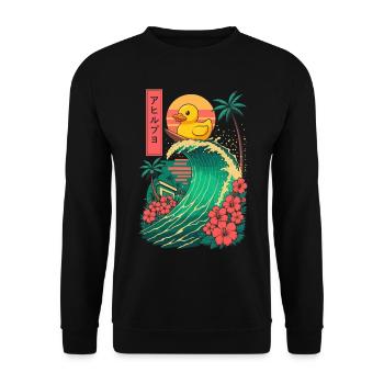 Canard en caoutchouc Animal Japonais Surf Fleur Coucher de soleil - Sweat-shirt Unisexe - noir - Devant - Alina (178cm) & Michal (187cm)