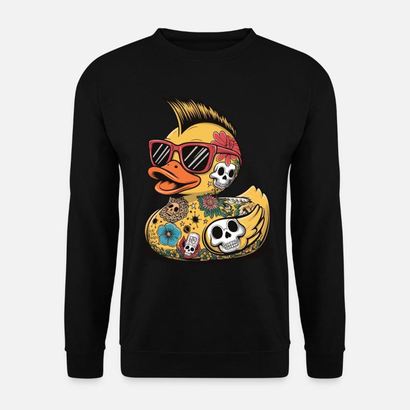 Gummiente Ente Sonnenbrille Totenkopf Punk Style - Unisex Pullover - Schwarz