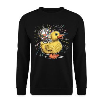 Duck Rubber Duck Animal Bird Disco Ball Party - Unisex Sweatshirt - black - Front - Alina (178cm) & Michal (187cm)
