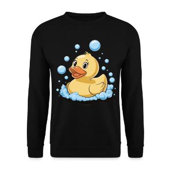 Rubber Duck Bathing Bubbles Water Bird Animal - Unisex Sweatshirt - black - Front - Alina (178cm) & Michal (187cm)