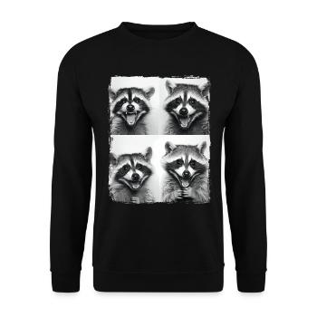 Funny Raccoon Trash Panda Animal Photobooth Selfie - Unisex Sweatshirt - black - Front - Alina (178cm) & Michal (187cm)
