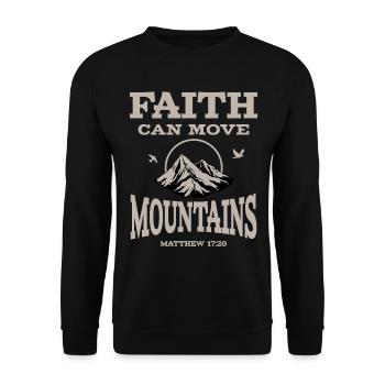 Glaube kann Berge versetzen Christlicher Gott Jesus Bibel - Unisex Pullover - Schwarz - Vorne - Alina (178cm) & Michal (187cm)