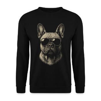 French Bulldog Illustration Sunglasses - Unisex Sweatshirt - black - Front - Alina (178cm) & Michal (187cm)