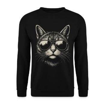 Cat Sunglasses Cool Animals Illustration - Unisex Sweatshirt - black - Front - Alina (178cm) & Michal (187cm)