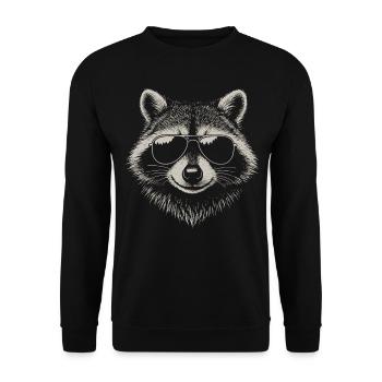 Cool Waschbär Illustration Sonnenbrille Tier - Unisex Pullover - Schwarz - Vorne - Alina (178cm) & Michal (187cm)